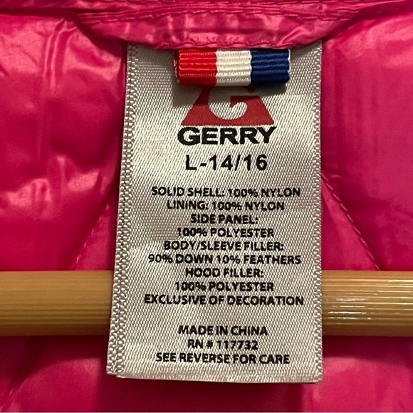 Gerry Quilted Down Puffer Pink Coat with Hood Children’s Size Large 14/16 - Picture 3 of 10